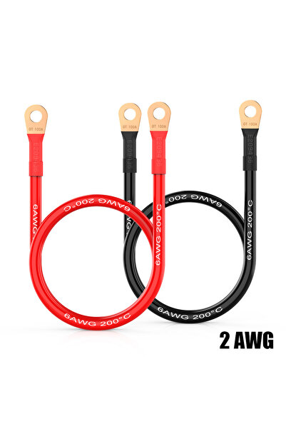Choice77 كابلات محول طاقة بطارية CONEPY بطول 50 سم، لون أحمر وأسود، مقاس 2AWG...
