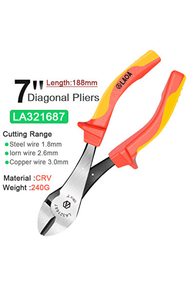 Choice4 كماشة قطرية 7 بوصة، قاطعة أسلاك LAOA VDE، كماشة معزولة مزدوجة الرأس ق...