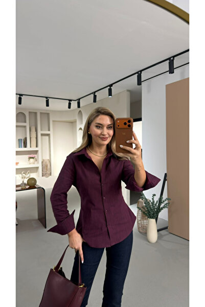 Sezgi Tekin Back Pleated Plum Denim Shirt
