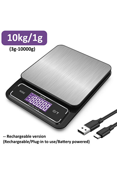Choice3 ميزان مطبخ إلكتروني رقمي قابل لإعادة الشحن - 10 كجم، 6 كجم/0.1 جم، 10...
