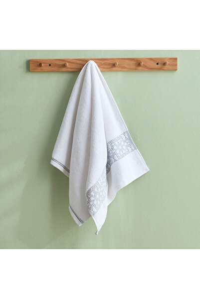 Generic White Haven Layali Noor Lurex Patterned Cotton Hand Towel - 50x90 cm