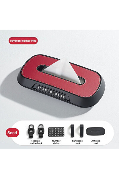 choice2 علبة مناديل جلد حمراء للسيارة، ملصق مركزي، علبة مناديل مسند الذراع، ع...