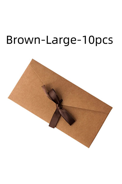 Choice4 ظرف بني كبير - 10 قطع، 10 قطع/مجموعة، ورق لؤلؤي، فيونكة، شريط سميك، ت...