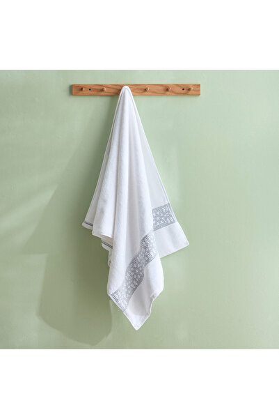 Generic White Haven Layali Noor Lurex Patterned Cotton Bath Sheet - 80x150 cm