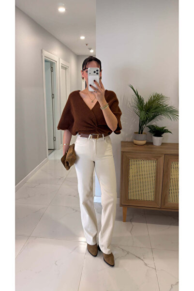 BİRCANÇİL Yenha Beige Belted Pipe Leg Jeans
