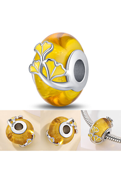 Choice62 LLZ048 Murano Glass Series 925 Sterling Silver Curved Feathers & For...