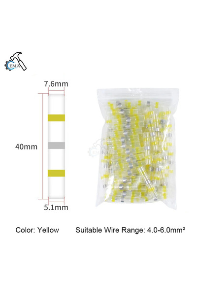 Choice3 200PCS YELLOW 100/200PCS Heat Shrink Connectors Sleeve Tube Terminals...