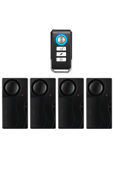 Choice5 4 Host 1 Remote New 110dB Door And Window Vibration Alarm Wireless An...