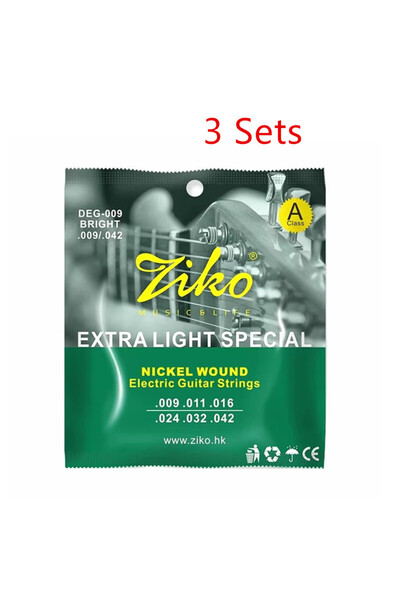 choice2 مجموعة من 3 أوتار جيتار كهربائي ZIKO DEG-009، قلب فولاذي، طلاء سطحي م...