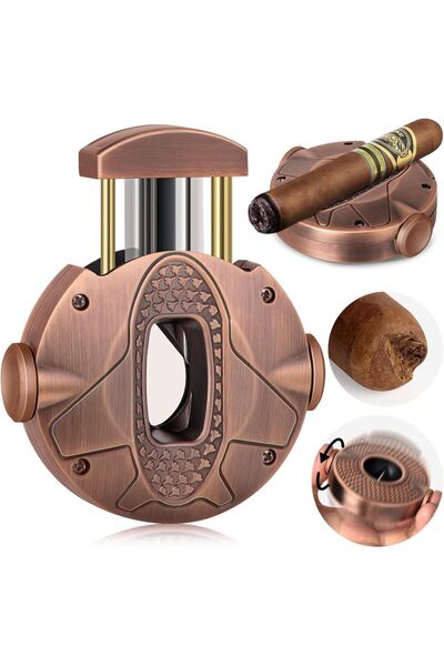 choice2 Red 3 in 1 Cigar Cutter, Cigar Holder and Decompression Rotator, Roun...