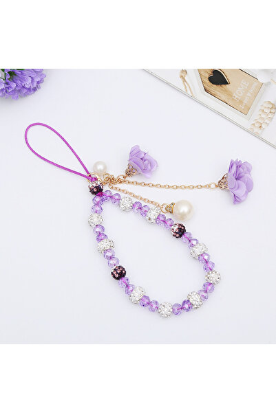 Choice4 حبل تعليق قصير للهاتف المحمول باللون الأرجواني، سوار زهرة من الجبس ال...