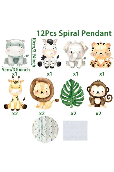 Choice11 Pendant 12pcs Jungle Animal Tablecloth Birthday Party Decor Palm Lea...