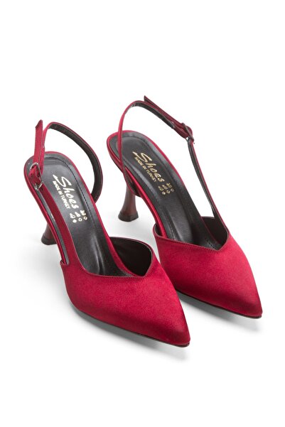 DYG STORE Burgundy Women's 7 cm Style Heeled Evening Dress Shoes