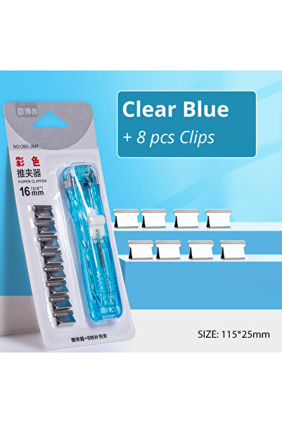 Choice4 دباسة يدوية صغيرة شفافة زرقاء اللون، قابلة لإعادة الاستخدام، بدون ترك...