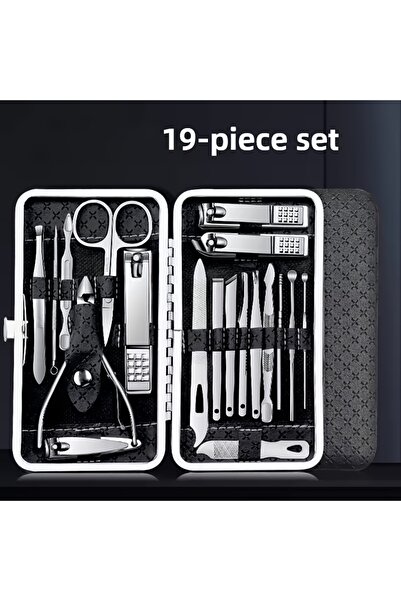 choice2 طقم العناية بالأظافر للسفر مكون من 19 قطعة باللون الأسود، طقم مانيكير...