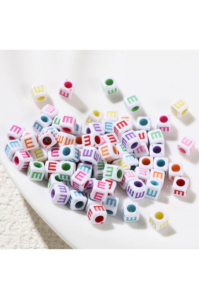 Choice E 100pcs 6*6mm Square Acrylic Letter Beads A-Z Loose Spacer Beads for ...