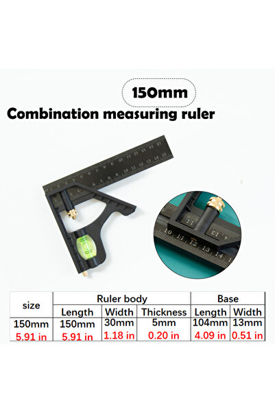 Choice1 مسطرة متعددة الوظائف قابلة للتحريك، 150/200/250 مم، منقلة، مسطرة زاوي...
