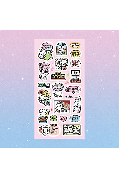 Choice3 6 ملصقات كرتونية لطيفة برسومات ليزرية لأرانب وقطط كورية، مناسبة لدفات...