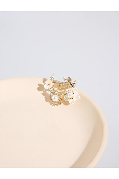 Jimmy Key Altın Rengi Çoklu Çiçek Figürlü Broş