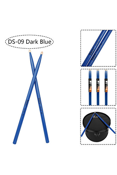 Choice13 عصي طبول DS-09 زرقاء داكنة 5A مصنوعة من خشب القيقب، ومطارق طبول DS-0...