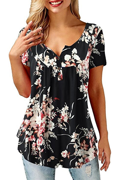 OEM Women's casual blouse, thin, breathable, short sleeves, XL