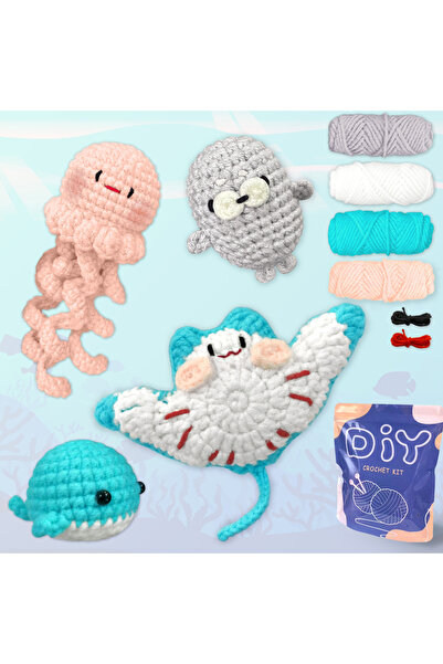 Choice27 Blue Animal sery Crochet Kit for Beginners Crochet Starter SET ,DIY ...