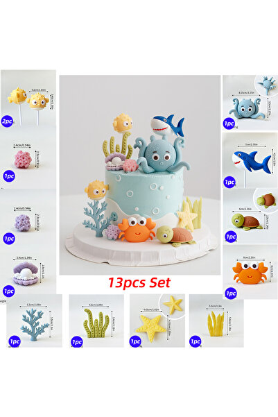 Choice29 مجموعة من 13 قطعة لتزيين الكيك من عالم البحار، تتضمن أشكالًا متنوعة ...