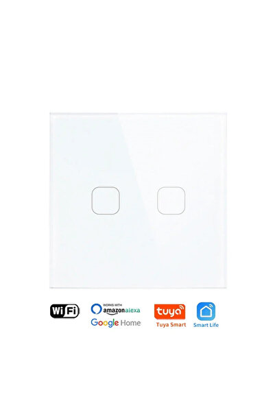 choice2 Single Fire Line EU standard Tuya(Smart Life) WIFI White 2 Gang UNKAS...