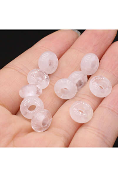 Choice5 5x10mm--hole4mm Clear Quartz 10pcs Natural Stone Big Hole Beads Abacu...