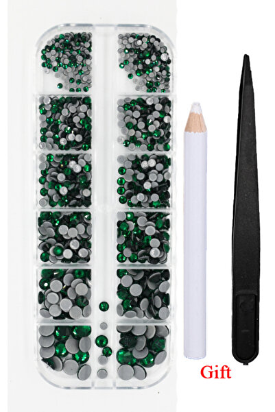 Choice36 مجموعة أحجار الراين الزمردية اللاصقة بالحرارة، 12 شبكة، 1000 قطعة بأ...