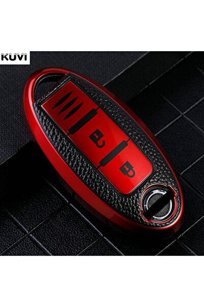 Choice1 غطاء حماية أحمر اللون من جلد TPU لمفتاح السيارة، متوافق مع نيسان قاشق...