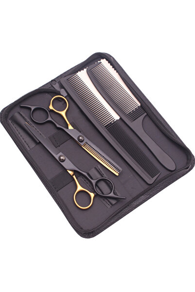 Choice13 C1001 HeiJin-4P Hairdressing Scissors Black-Gold Hair Scissors Profe...