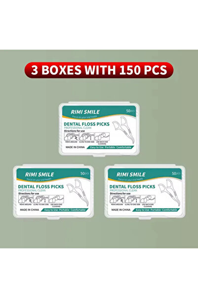 Choice1 3 علب تحتوي على 150 قطعة من خيوط تنظيف الأسنان البلاستيكية المحمولة ل...