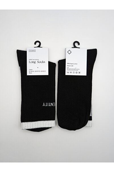 Unidentity Clothing By Styli Black Cotton Calf Socks