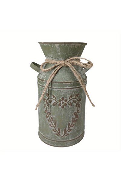 Choice1 مزهريات جافة مزخرفة بتصميم بسيط من المعدن الأخضر ذي الطابع القديم، وأ...