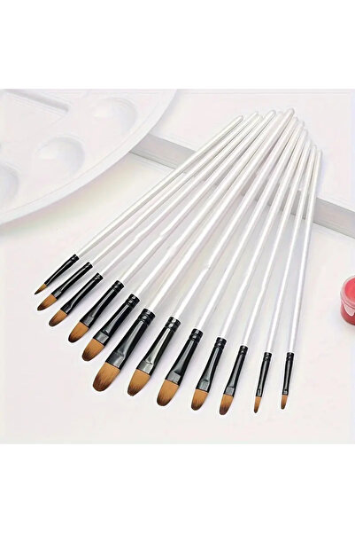 Choice4 12pcs White Filbert 12/48Pcs Professional Quality Art Watercolor Brus...