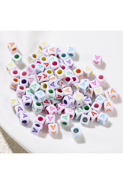 Choice6 A 100pcs 6*6mm Square Acrylic Letter Beads A-Z Loose Spacer Beads for...