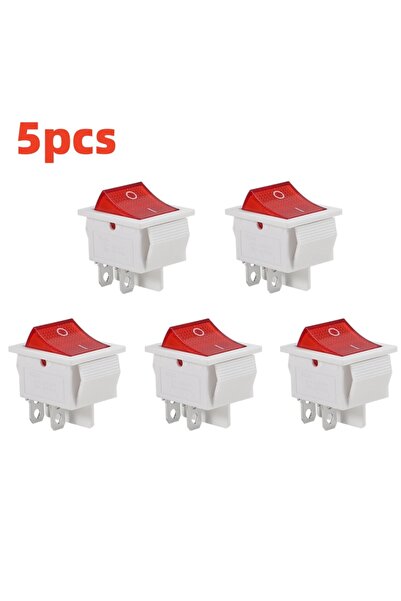 Choice3 5 قطع مفتاح KCD4 أحمر وأبيض، تيار متردد 10 أمبير/125 فولت، 6 أمبير/25...