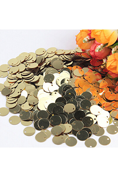 Choice7 ترتر ذهبي فاتح 15 مم 20 جم، ترتر كبير مسطح ذو حافة مستديرة وفتحة 10 م...