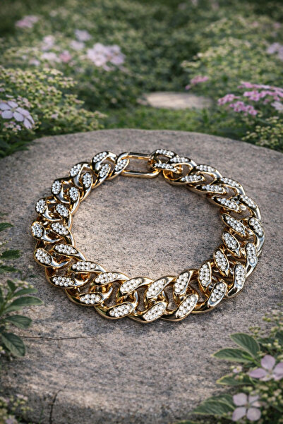 LOOL PREMİUM TAŞLI KALIN ZİNCİR TASMA ZİNCİR KOLYE AKRİLİK