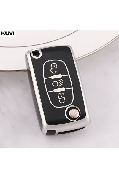choice2 غطاء مفتاح السيارة القابل للطي من مادة TPU السوداء بتصميم C، مناسب لس...