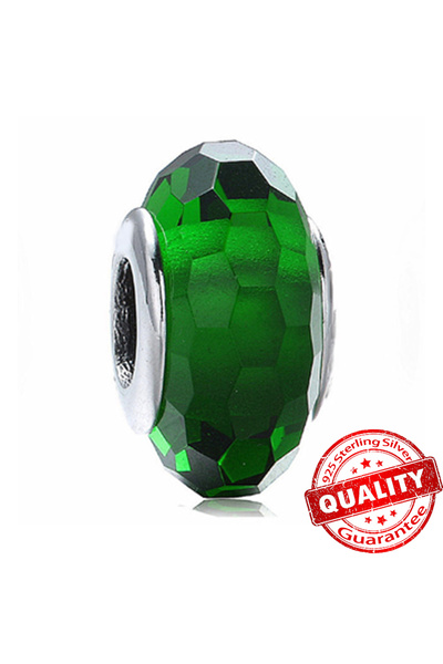 Choice12 LLZ017-GN Murano Glass Series 925 Sterling Silver Curved Feathers & ...