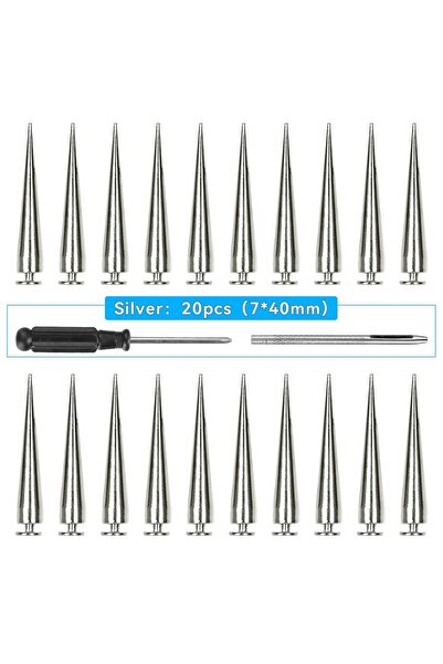 Choice12 مسامير برشام بانك فضية 7x40 مم، 20 قطعة أو 60 قطعة، ذهبية وفضية وسود...