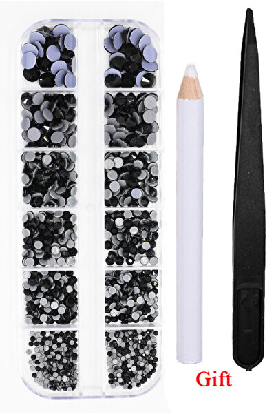 Choice41 مجموعة أحجار الراين السوداء ذات 12 مربعًا، 1000 قطعة بأحجام متنوعة، ...