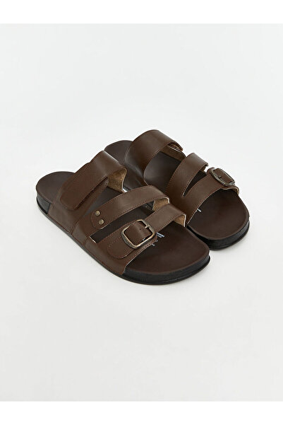 LC Waikiki Vizyon New Season Leather-Look Men's Slippers