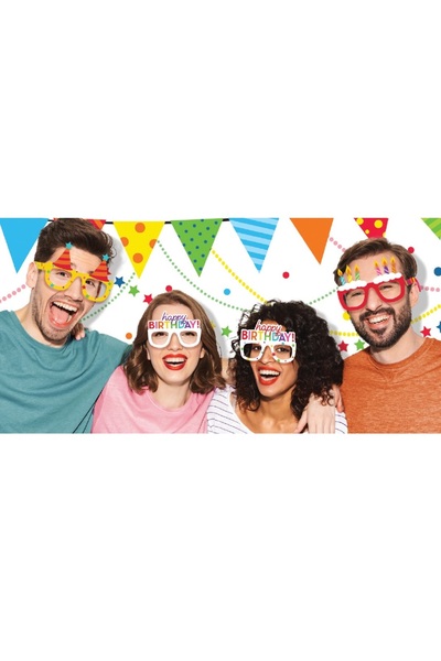 Creative Converting Hats Off Birthday Paper Glasses 4CT