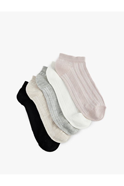 Koton Set de 5 șosete tip papuci din bumbac texturat