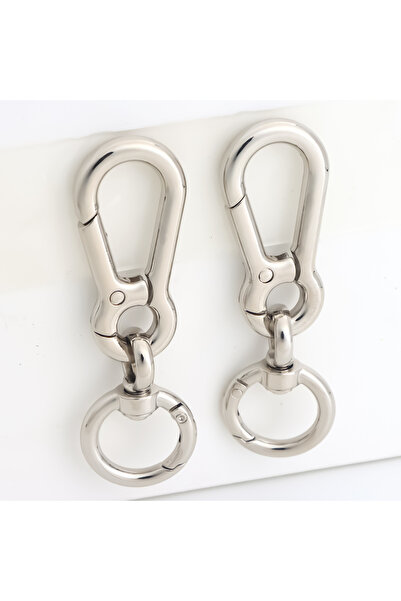 Choice1 حلقتان فضيتان للمفاتيح، مزودتان بخطاف زنبركي ومشبك دوار معدني، مناسبت...