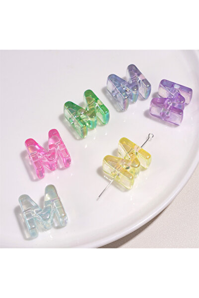Choice13 M 5Pcs Mixed Color Clear Acrylic Letter Beads Spacer Loose Beads For...