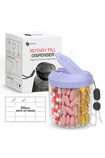 Choice1 علبة حبوب أسبوعية نصف بنفسجية اللون، تحتوي على 7 أقسام، علبة حبوب للس...